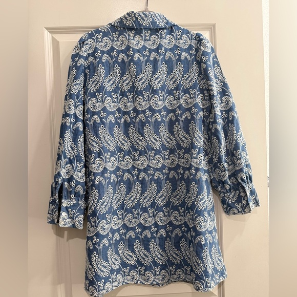 SOLD - 100% Cotton Zara Blue and White Long Sleeve Dress - Picture 5 of 7